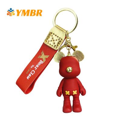 China Brand New Fashion Custom Wholesale Violen Leather Bear Charm Key Chain Cute Cartoon for sale