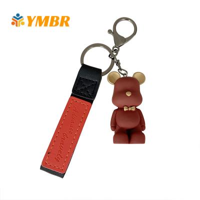 China Environmental Friendly 3D Head Top Cute Cartoon Character Bear Care Fashion Key Chain for sale