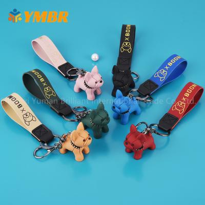 China 3d Key Chain High Quality Cheap Wholesale Environmental Friendly Lanyard French Bulldog Keychain Accessories for sale