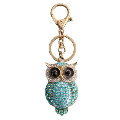 China 2022 new arrivals new fashion trendy style Crystal Rhinestone Keychain Ring Women bag charm creative Owl key chain for sale