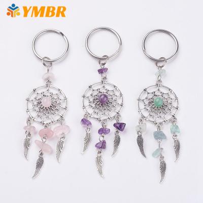 China Natural Stone Dreamy Silver Car Key Holder Boho Fashion Key Ring Promotion Gift Catcher Key Chain for sale