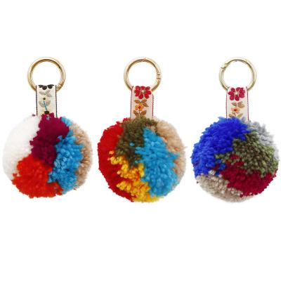 China Plush Luffy's Breath Fur Ball Zinc Alloy Keychain Pom Pom Keychain For Gift Bulk Cotton Yarn New Arrival Metal Key Chain Small for sale