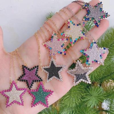 China Environmental Friendly 2024 High Quality Cute Star Charms For Boy and Girl Pendant Necklaces Pave Zirconia DIY Rainbow Pendant Charm Necklace for sale