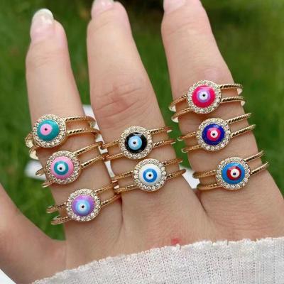 China CLASSIC Boho Retro Gold Plated Evil Eyes Finger Ring Stacking Ring Set for sale