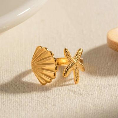 China TRENDY Fashion  Conch Shaped Shell Starfish Design Finger Ring Ocean Series Jewelry Rings for sale