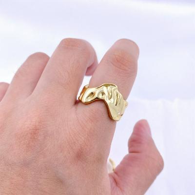 China Cute Wave Adjustable Open Irregular Rings For Girls for sale