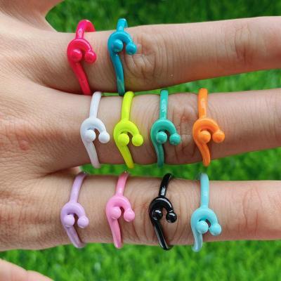 China TRENDY 2024 Hot Sale New Geometric Finger Ring Candy Color Adjustable Enamel Dripping Oil Open Ring for sale