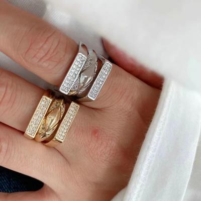 China CLASSIC Trendy White Zircon Multi Layer Finger Ring Cluster Thick Jewelry Finger Ring for Women for sale