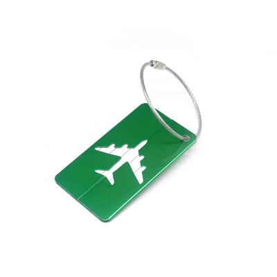 China Metal Metallic Custom Aluminum Airplane Shape Luggage Tag With Wire Rope for sale