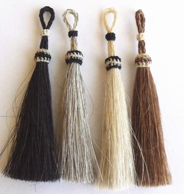 China All styles 5 - 12 cm handmade natural color and pearl horse hair tassels and slicked horse hair bangs for sale