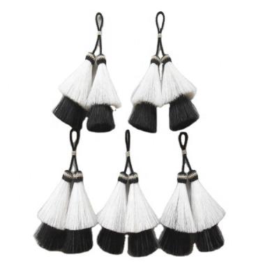 China All Styles Chinese Crafts Real 3-4 Inch Horse Hair Tail Tassels for Boots and Bags and Jewelry for sale