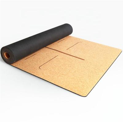 China Gymnastics 1/6 Cork Rubber Yoga Mat Classic Design Printed Cork Rubber Yoga Mat Eco Friendly for sale