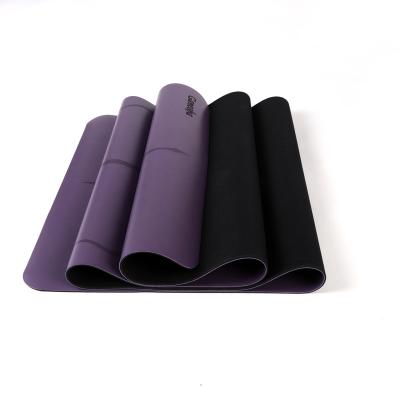 China Fitness Center 100% Recycled Natural Rubber PU Yoga Mat With Standing Line for sale