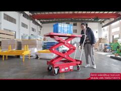 500kg 1102lbs Mobile Lift Tables Hydraulic Manual Mobile Single Scissor Lift Table Trolley