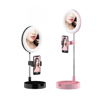 China Hot Selling Phone Holder Portable Makeup Ring Light With Tripod Stand 6 Inch Beauty Selfie Dimmable LED Studio With Phone Holder for sale