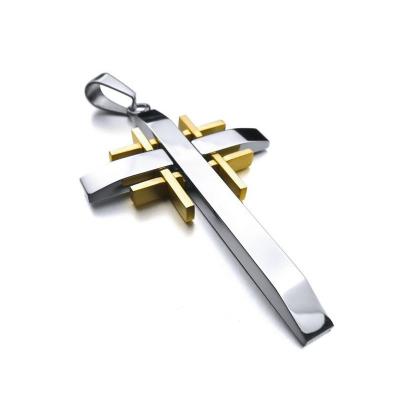 China Europe Stainless Steel Cross Pendant Jewelry For Men's Stainless Steel Necklace Cross Pendant for sale