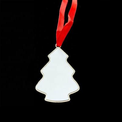 China Wholesale Shaped Europe Christmas Tree Medal Zinc Sublimation Pendant Ornaments For Christmas Decorations for sale