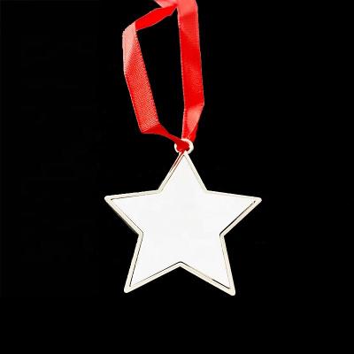 China DIY Europe Christmas Star Shaped Pendant Charms Printable Metal Photo Sublimation Ornaments For Christmas Gift for sale