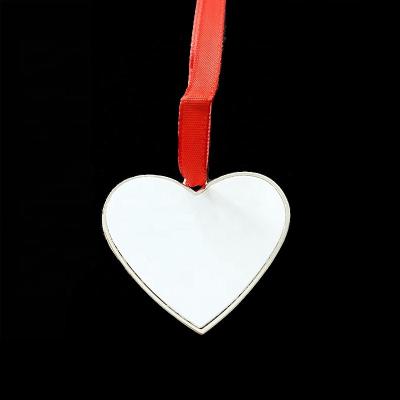 China High Quality Custom Europe Sublimation Christmas Heart Shaped Ornaments For Christmas Decoration for sale