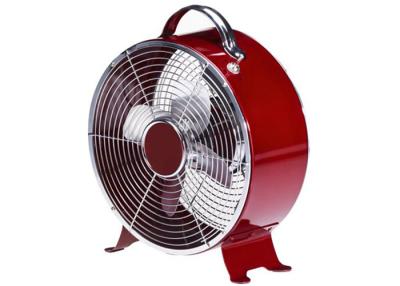 China Fan retra roja del metal del hogar o de la oficina con la fan BRITÁNICA del reloj del escritorio del enchufe/por aire de la refrigeración en venta