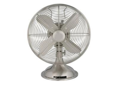 China Electric 12 Inch Metal Desk Fan Three Speed Oscillating Personal Antique Nickel for sale