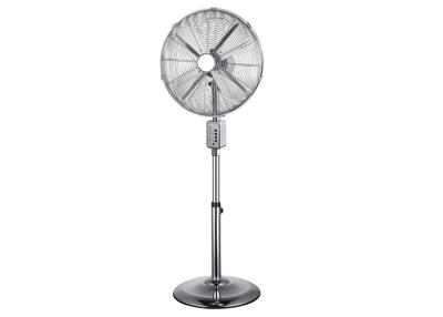 China 45cm Pedestal Oscillating Floor Fan Air Cooling 4 Metal Chrome Blade Height Adjustable for sale