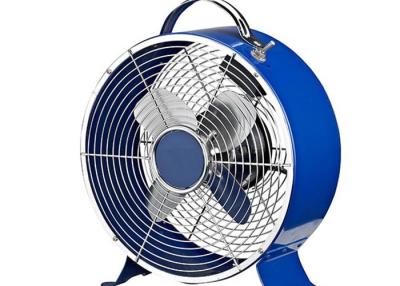 China Blue Decorative Retro Portable Fan 4 Pcs Iron Blades 60W 60Hz Full Copper Motor for sale