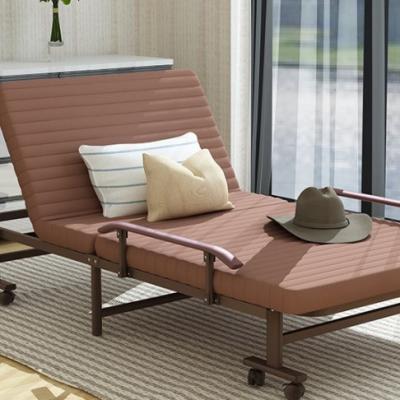 China (Others) Modern Brown Fabric Adjustable Hot Selling Simple Foldable Sofa Bed Living Room Furniture Bed Couch Folding Sofa for sale