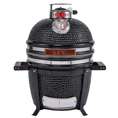 China Adjustable Height Hot Sale Black Glaze Grill Kamado Grill Small 15 inch Ceramic Grill Kamado Luxury Smoker for sale