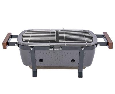 China Adjustable Height Hot Sale Tabletop Gray Glaze  14 inch Rectangular Hibachi Grill Japanese Grill  Grill Kamado for sale