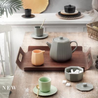 China Viable Nordic Simple Design Cup Coffee Pay Attention To Matte Color Glazed Design Ceramic Coffee Tea Set For Wedding Party for sale