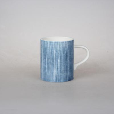 China Matte Blue Print Durable Porcelain Bulk Wholesale Custom Coffee Mug For Cafe for sale