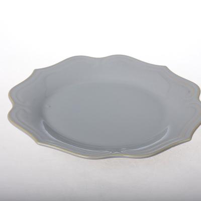 China England Collection Dish 26cm Dish Dinner Plate Luster Viable Decorative Reactive Light Gray Porcelain Tray Ceramic Wedding for sale