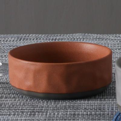 China Japanese style stone texture sustainable design surface embossed design custom orange glazed matte clay ceramic bowl for sale