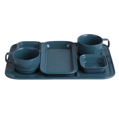 China Sustainable Home Used Cup 2 Person Used Square Dish Rec Tray Dinner Ware Set Ceramic Breakfast Dinner Set Porcelain for sale