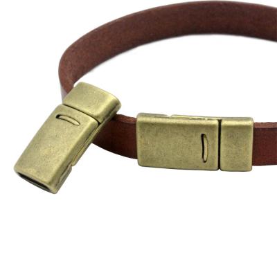 China Bracelet Making Curved Magnetic Clasps Buckle Closure 10x2mm Hole Bracelet Making Bronze End Leather Antique for sale