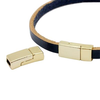 China Bracelet Making 5mm Flat Magnetic Clasps For Bracelet Necklace Making 5mmx2mm Hole Gold Flat Leather Glue for sale