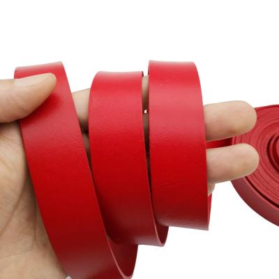 China Jewelry making or decorating 15mm 20mm 25mm 30mm red leather band genuine cowhide leather band leather trim 2mm thickness for sale