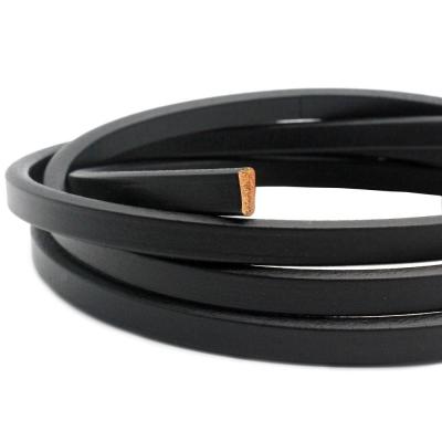 China Premium Quality Licorice Leather 10mmx6mm 10x6mm Genuine Cowhide Real Leather Strap Band Black Strings Bracelet Making or Decor for sale