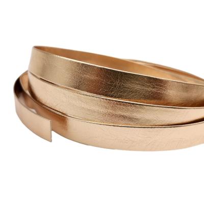 China Jewelry Making or Decor Faux PU Leather Band Bright Rose Gold 10mm Flat 10mmx1mm Eco-Friendly PU for sale