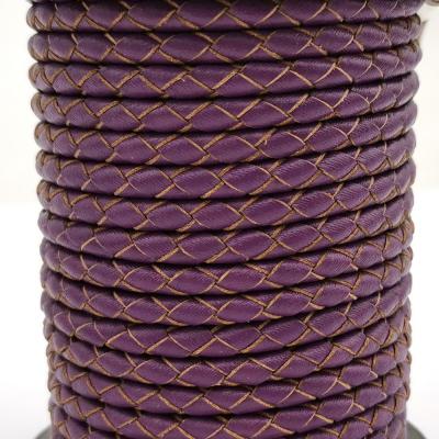 China Premium Quality 4mm Bolo Cords Series Braided Bolo Cord Bracelet Necklace Making Leather Bolo Tie Purple Leather for sale