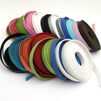 China Color One Side 10mm Wide Leather Coated Faux Suede Leather Band 10x1.5mm Soft Coated Lace Leather Lace Black for sale