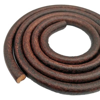 China Jewelry making or decorating premium quality 10mm round leather cords diameter 10.0 genuine antique brown cowhide leather bracelet for sale