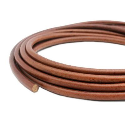 China Jewelry making or decoration 5mm round leather bracelet 5.0mm real leather cords for jewelry making distressed brown for sale