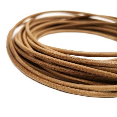 China Jewelry Making Or Decorating 3.0mm Round Real Leather Stringed Cowhide Made Genuine Leather For Bracelet Necklace 3mm Diameter Natural Tan for sale