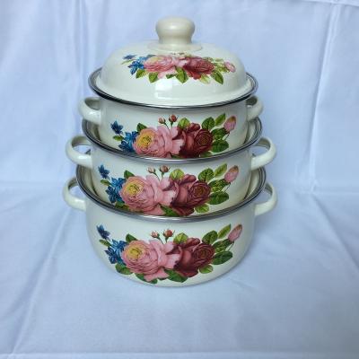 China Sustainable Enamel Casserole Decorative Cookware Set 16-20cm for sale