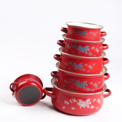 China Sustainable Enamel Casserole With Glass Lid 676DG Wholesales for sale