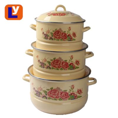 China Sustainable Enamel Casserole Steamer Pot for sale