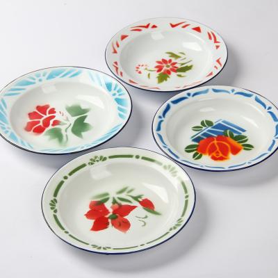 China Viable enamel deco flower bowls and soup dishes 14-26cm for sale