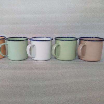 China Sustainable Cheap Enamel Soup Mug Plain With Handle for sale